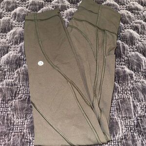 Lululemon Fast and Free Leggings Olive Green Sz 2